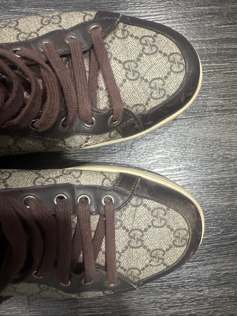 Gucci Brown GG Monogram High-Top Sneakers